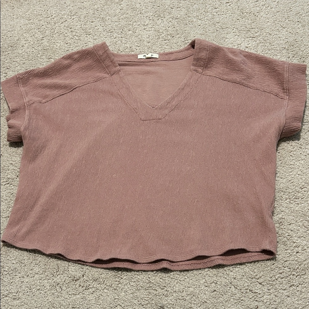 Madewell Dusty Rose V-Neck Short Sleeve Tee